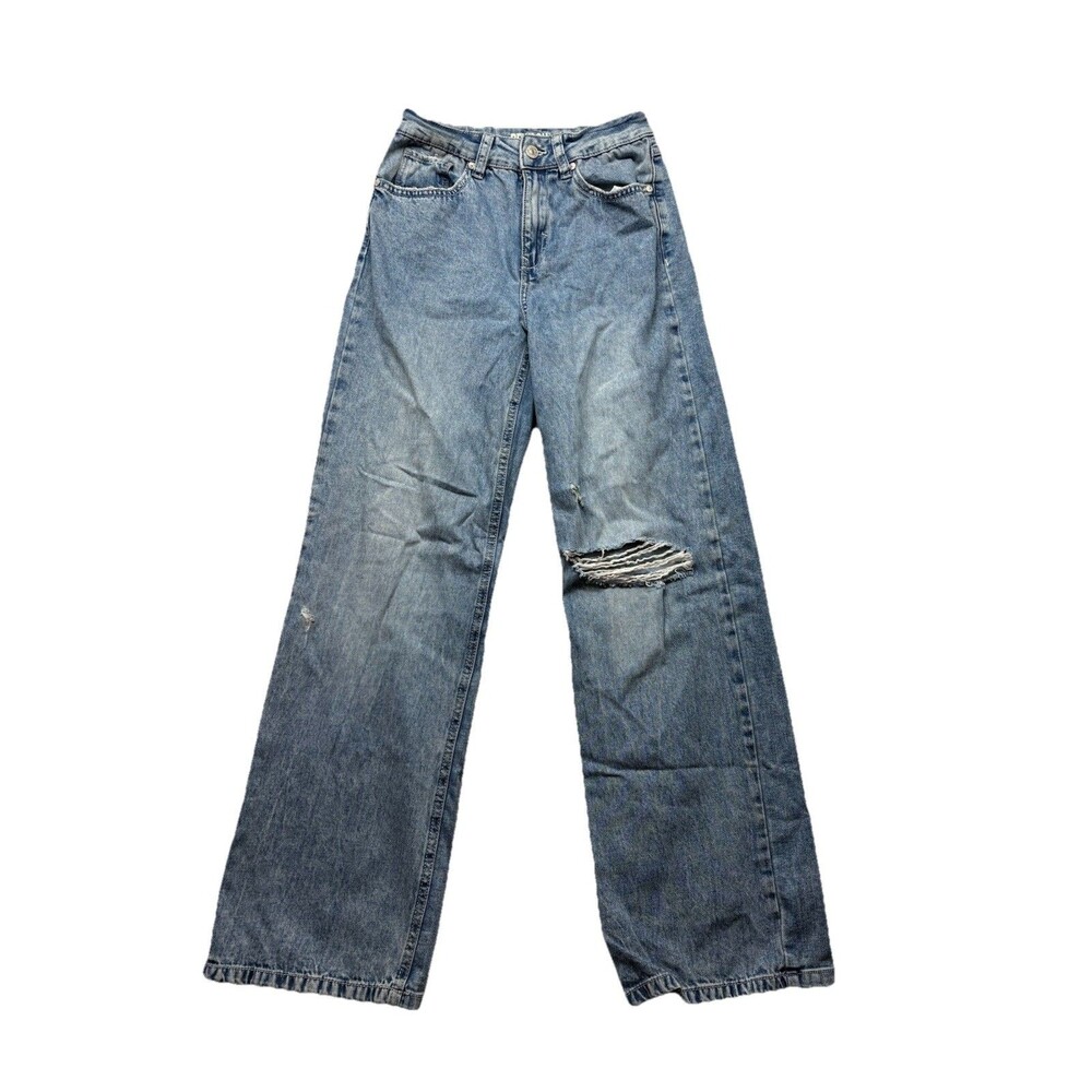Rewash Jeans Womens 26 Blue Super High Rise Vintage Reunion Baggy Distressed Rip